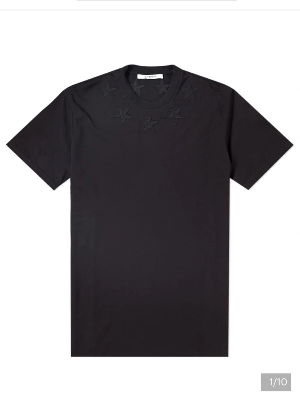 Givenchy Black Short-Sleeve Crewneck with Star Embroidery